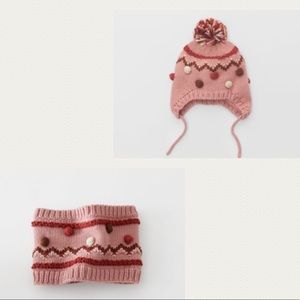 NWT Zara 1-3Y knit hat and matching knit scarf